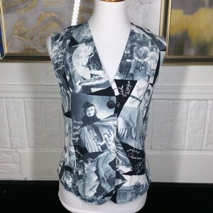 Y2K old Movie Vintage Black and White Vest